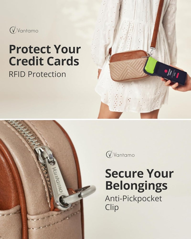 Vantamo Crossbody Bags For Women with Anti-Pickpocket Clip, Premium Purses for Women, Adjustable Strap Handbags & Gift Box - Image 5